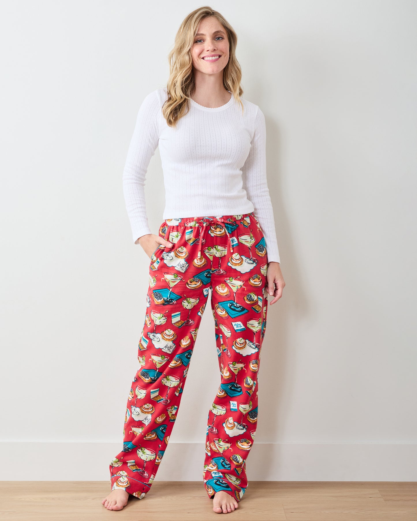 Blinis & Martinis - Midweight Flannel PJ Pants - Matchbook Red - Printfresh