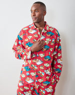 Blinis & Martinis - Men's Midweight Flannel Long PJ Set -  Matchbook Red - Printfresh