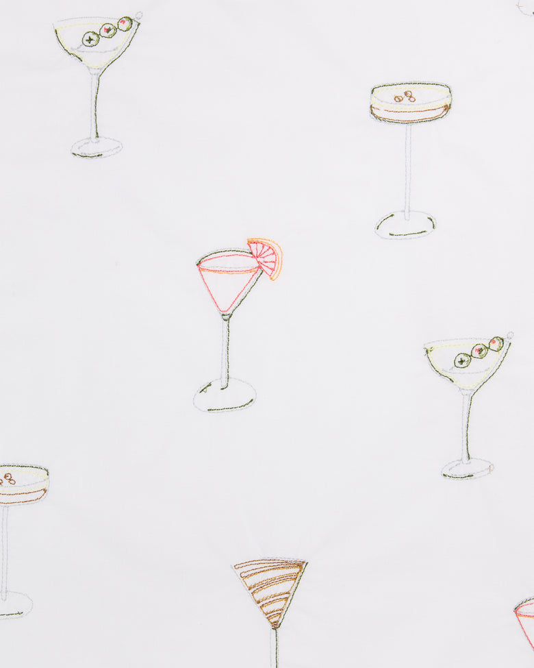 Martini Hour - Embroidered Long PJ Set - Cloud - Printfresh