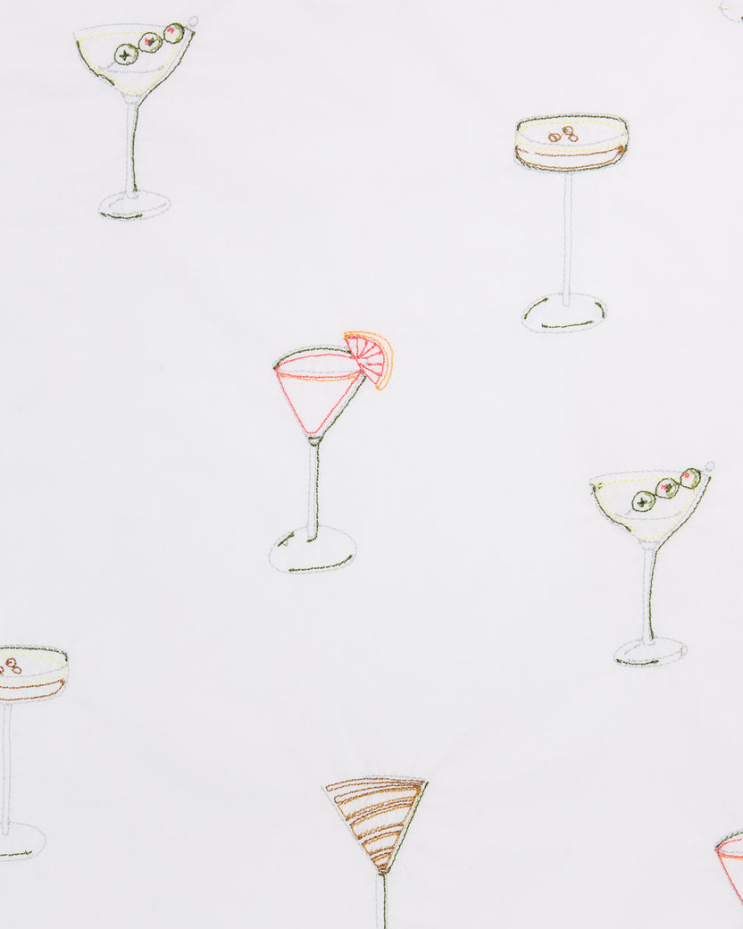 Martini Hour - Embroidered Long PJ Set - Cloud - Printfresh