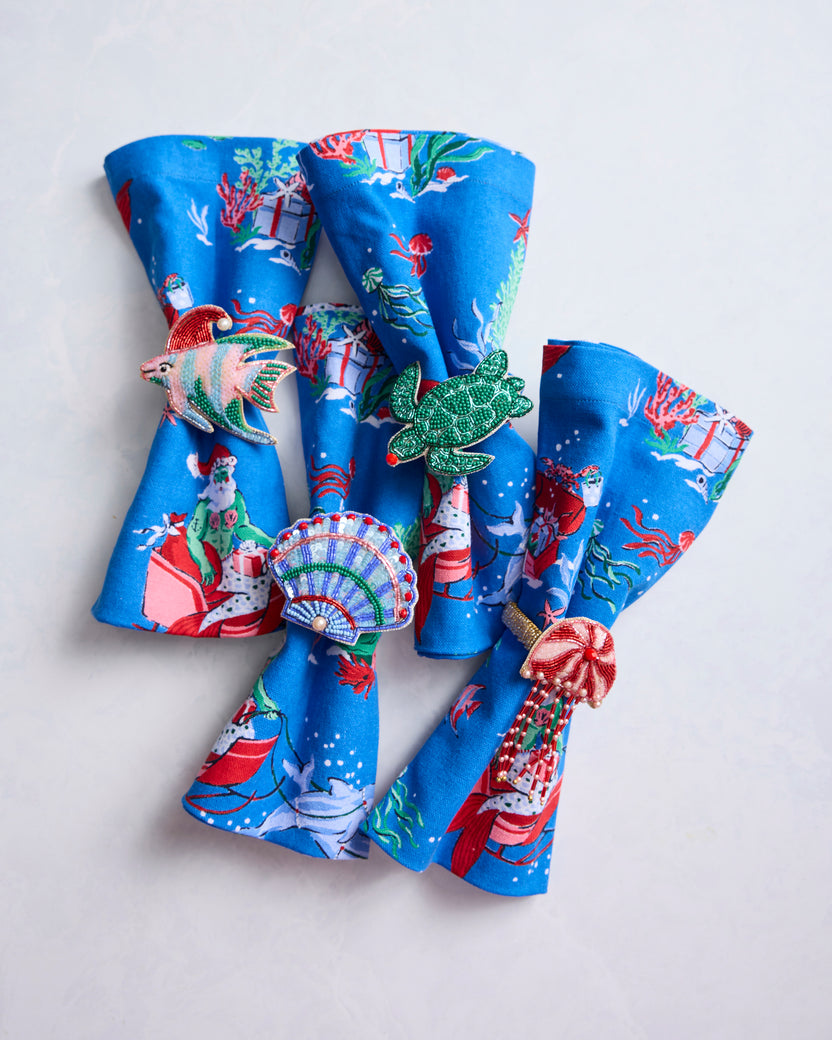 Merry Mermen - Dinner Napkins Set of 4 - Dolphin Tail - Printfresh