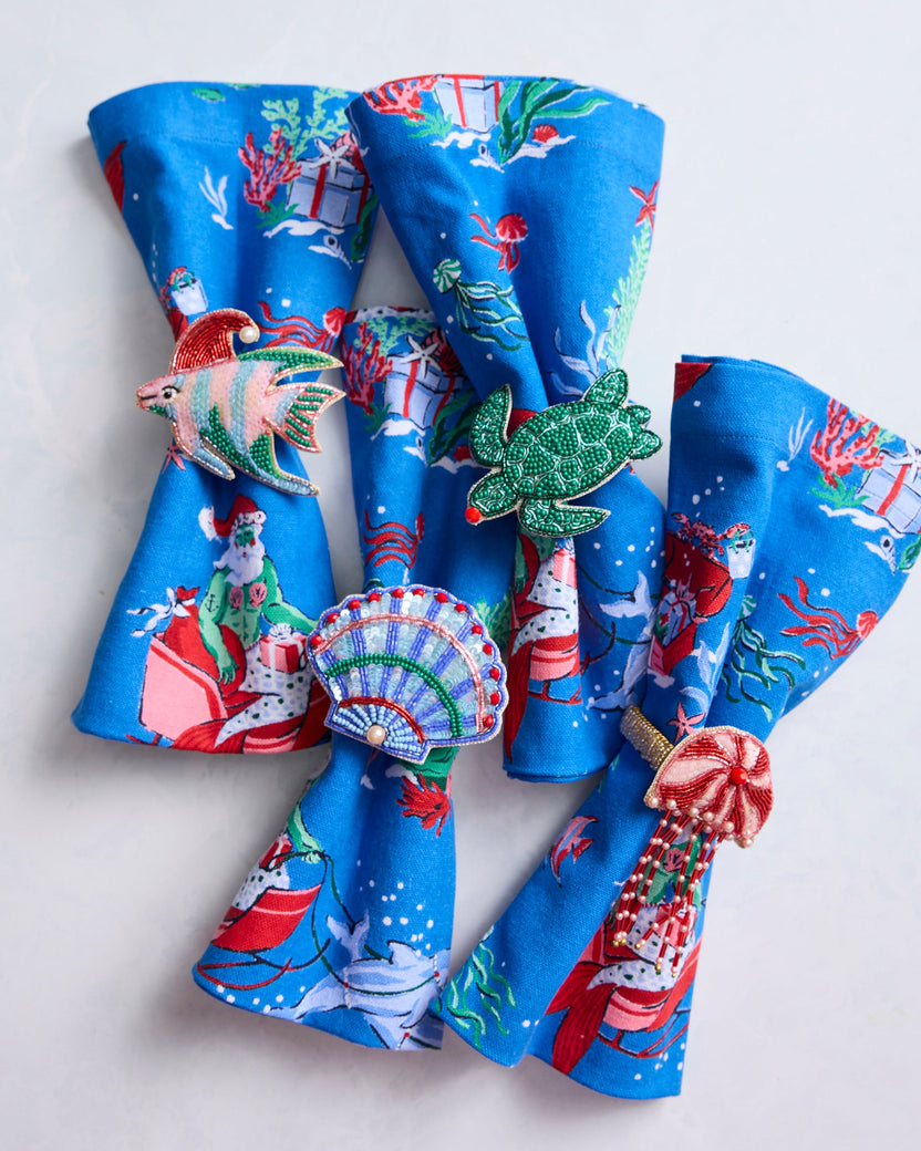 Merry Mermen - Napkin Ring Set Of 4 - Multi - Printfresh