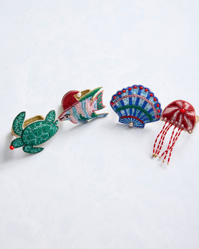 Merry Mermen - Napkin Ring Set Of 4 - Multi - Printfresh