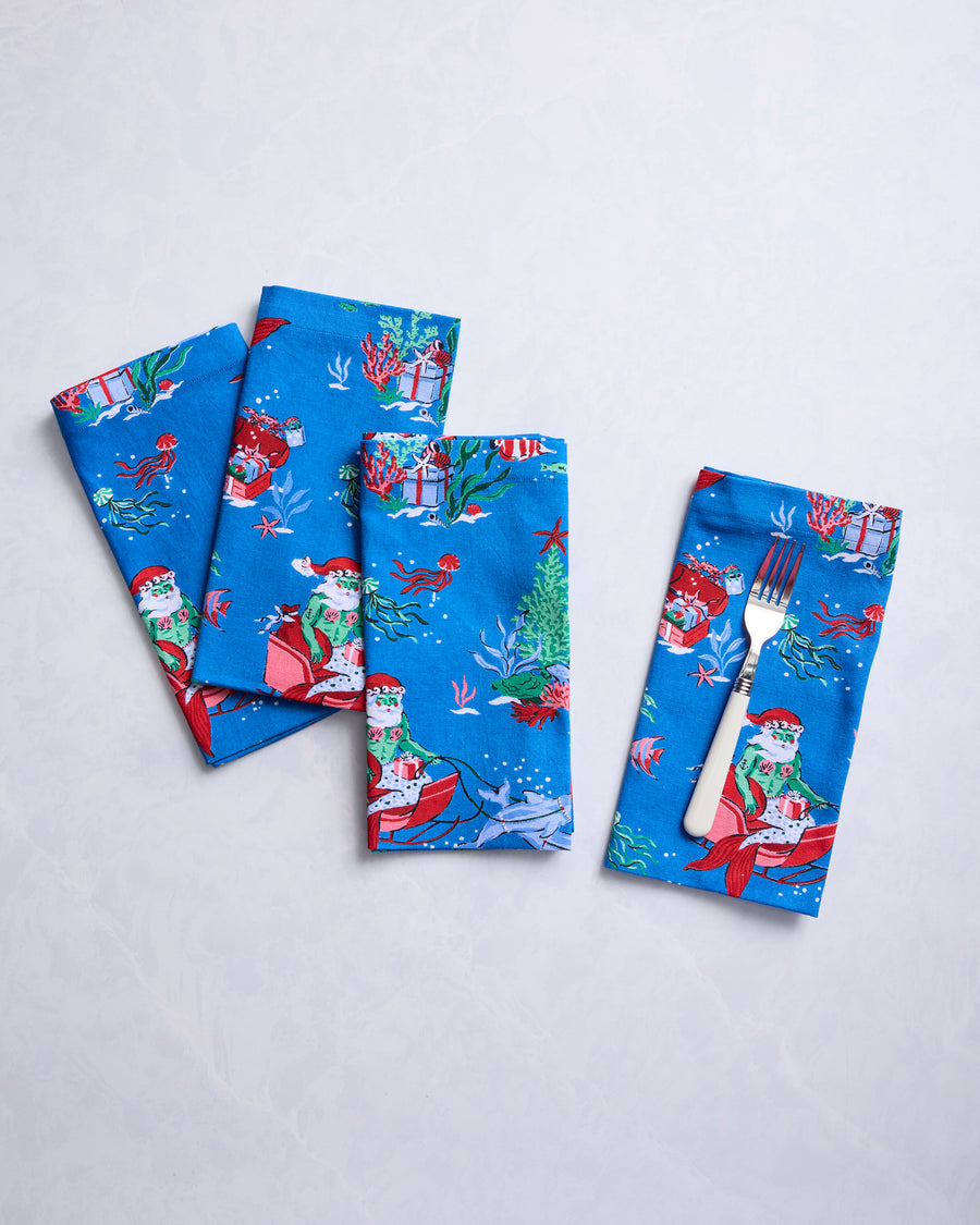 Merry Mermen - Dinner Napkins Set of 4 - Dolphin Tail - Printfresh