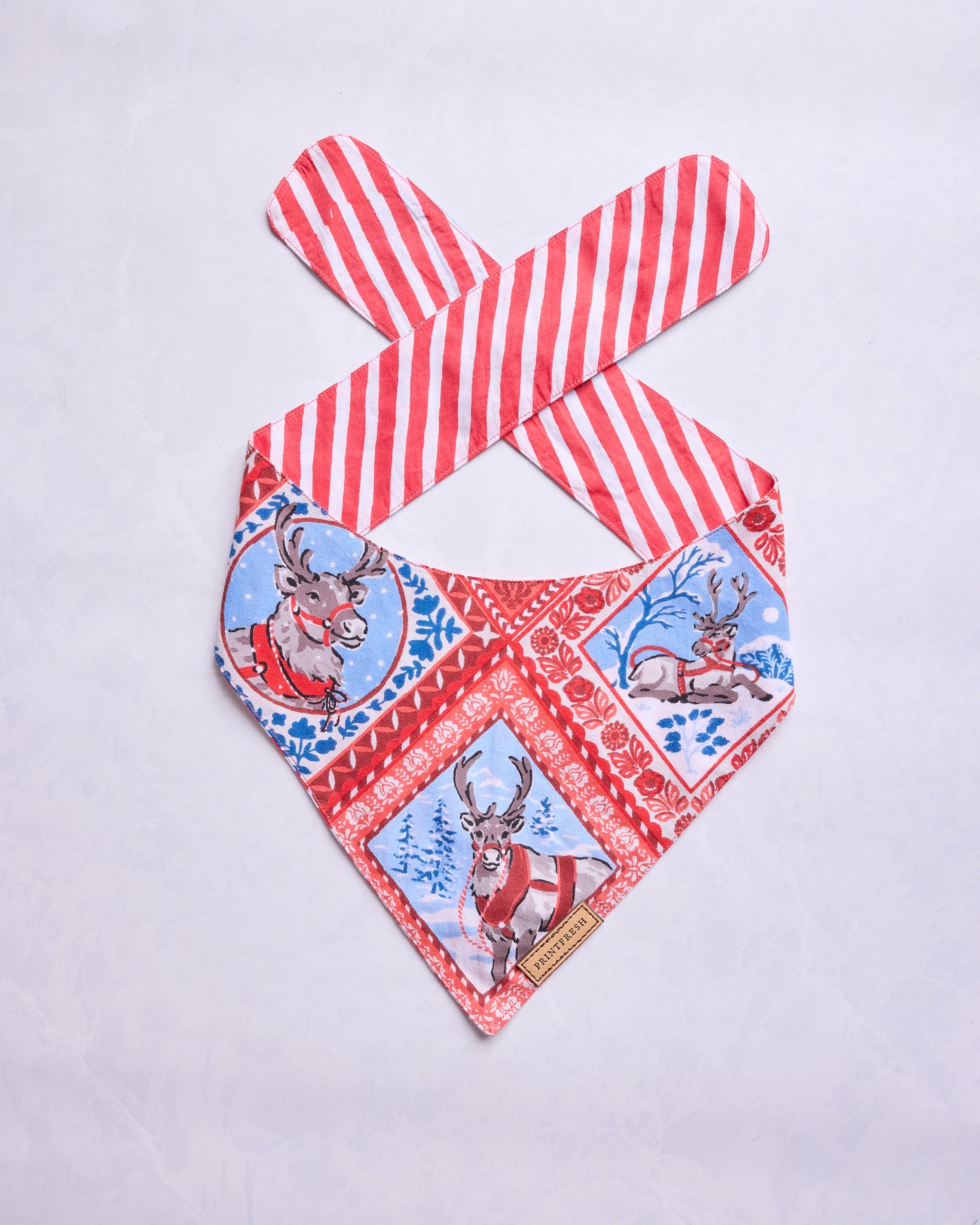 Reindeer Games - Lightweight Flannel Pet Bandana - Red Sleigh - Printfresh