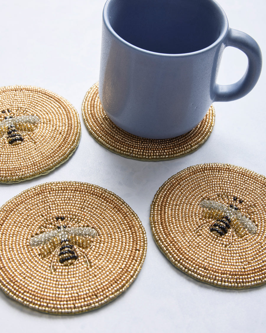Gold Combo - Stripey Bee Coasters - Printfresh