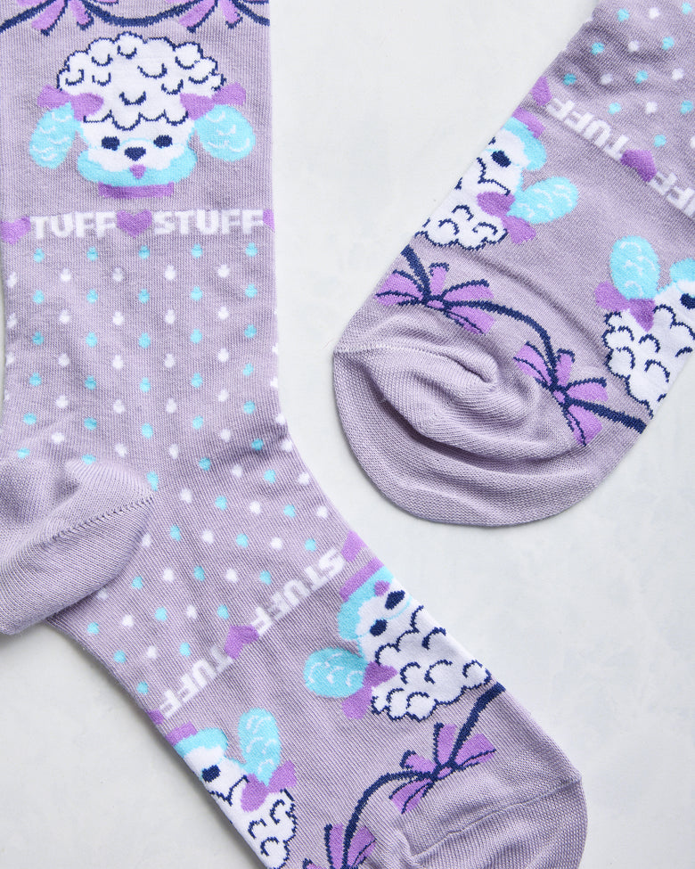 Purple Combo - Tuff Stuff Poodle Crew Socks - Printfresh