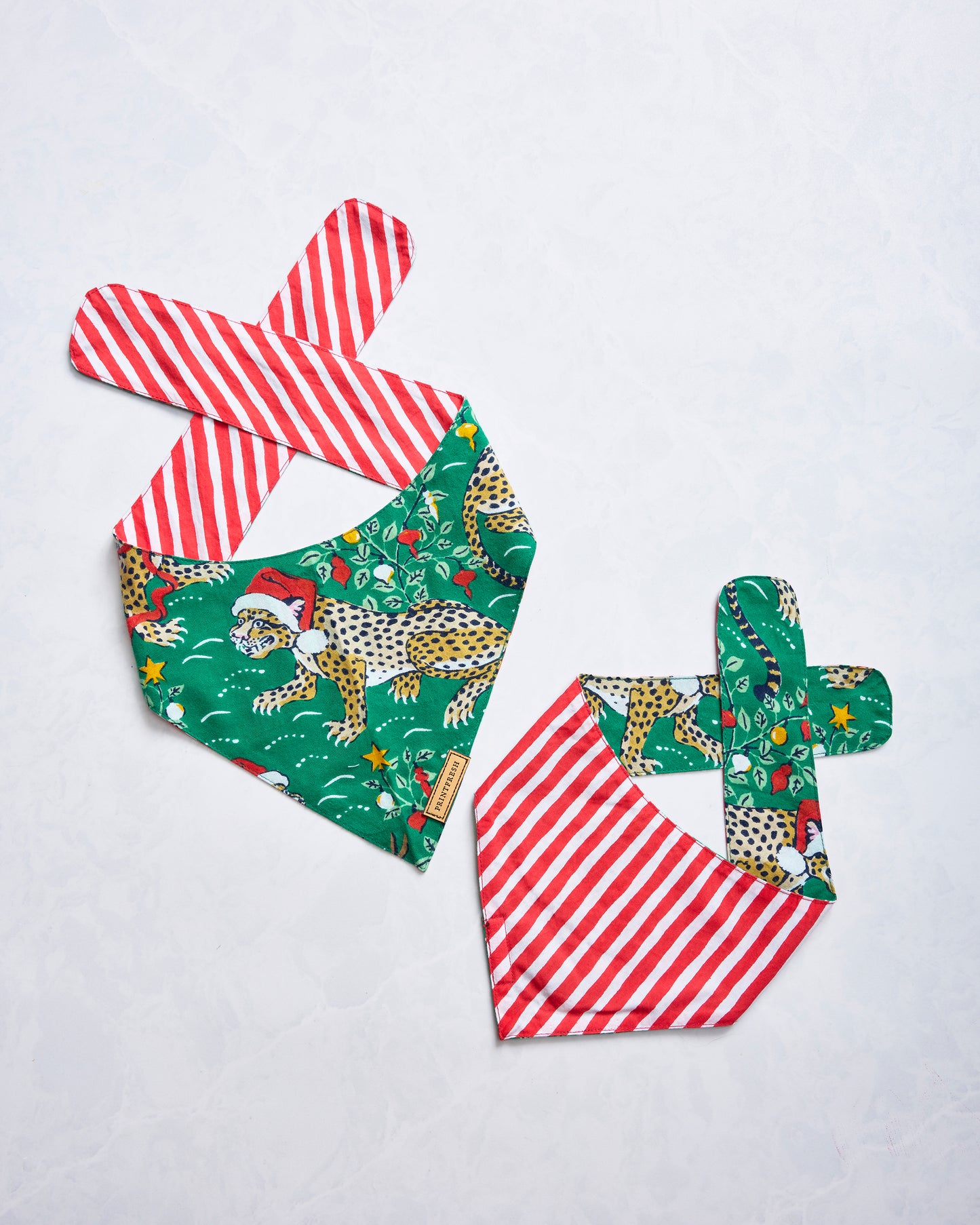 Very Merry Bagheera - Lightweight Flannel Pet Bandana - Mistletoe - Printfresh