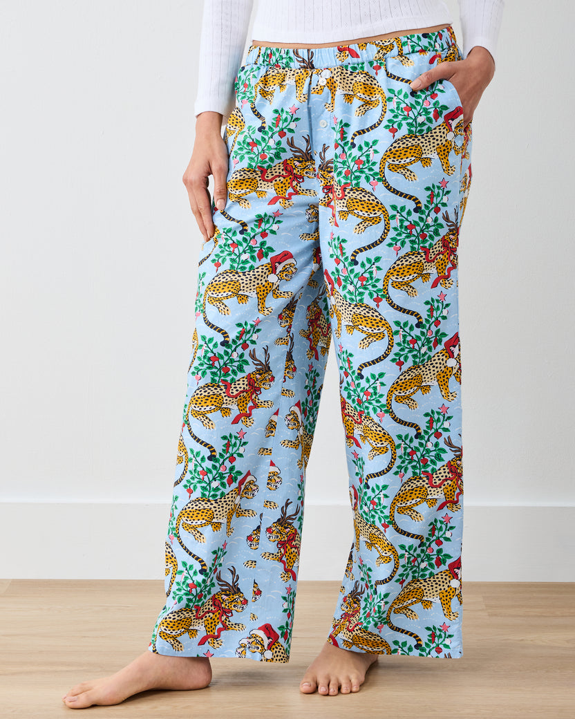Very Merry Bagheera - Wide Leg PJ Pants - Pale Blue - Printfresh