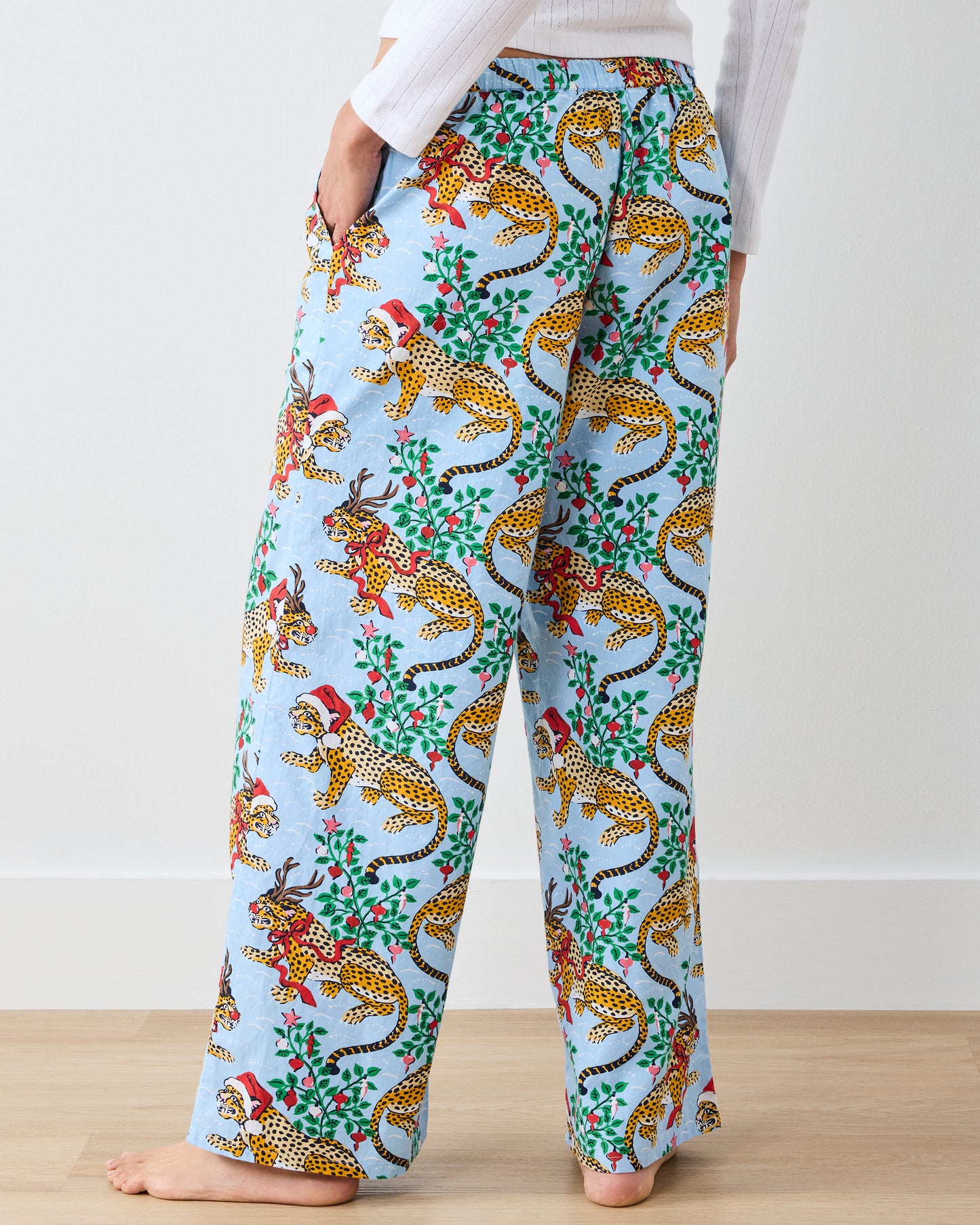Very Merry Bagheera - Wide Leg PJ Pants - Pale Blue - Printfresh