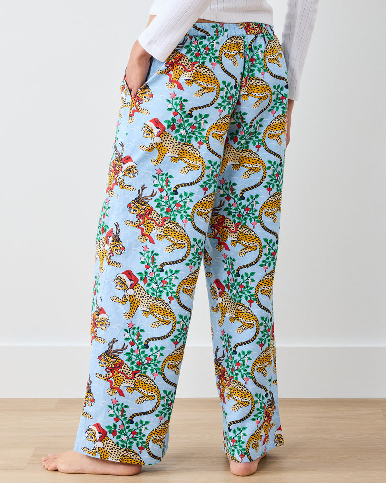 Very Merry Bagheera - Wide Leg PJ Pants - Pale Blue - Printfresh