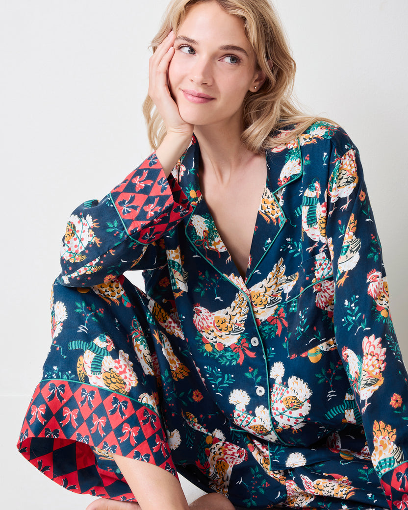 Holiday Hens - Eco Satin Tunic Soho Set - Winter Night