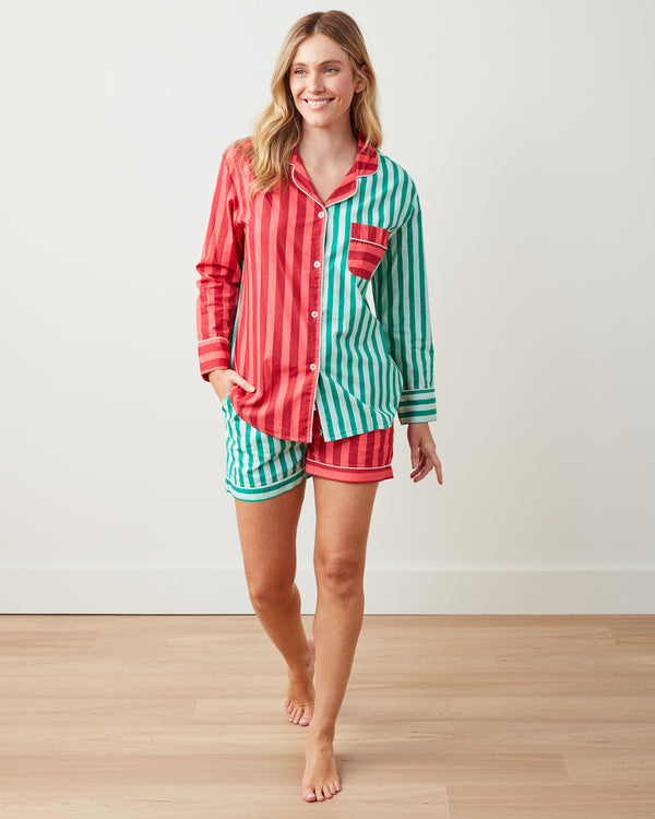 Holiday Stripes - Long Sleeve Top & Shorts Set - Spearmint & Peppermint - Printfresh