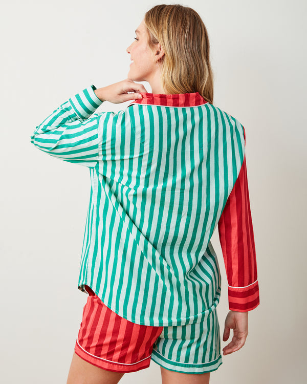 Holiday Stripes - Long Sleeve Top & Shorts Set - Spearmint & Peppermint - Printfresh