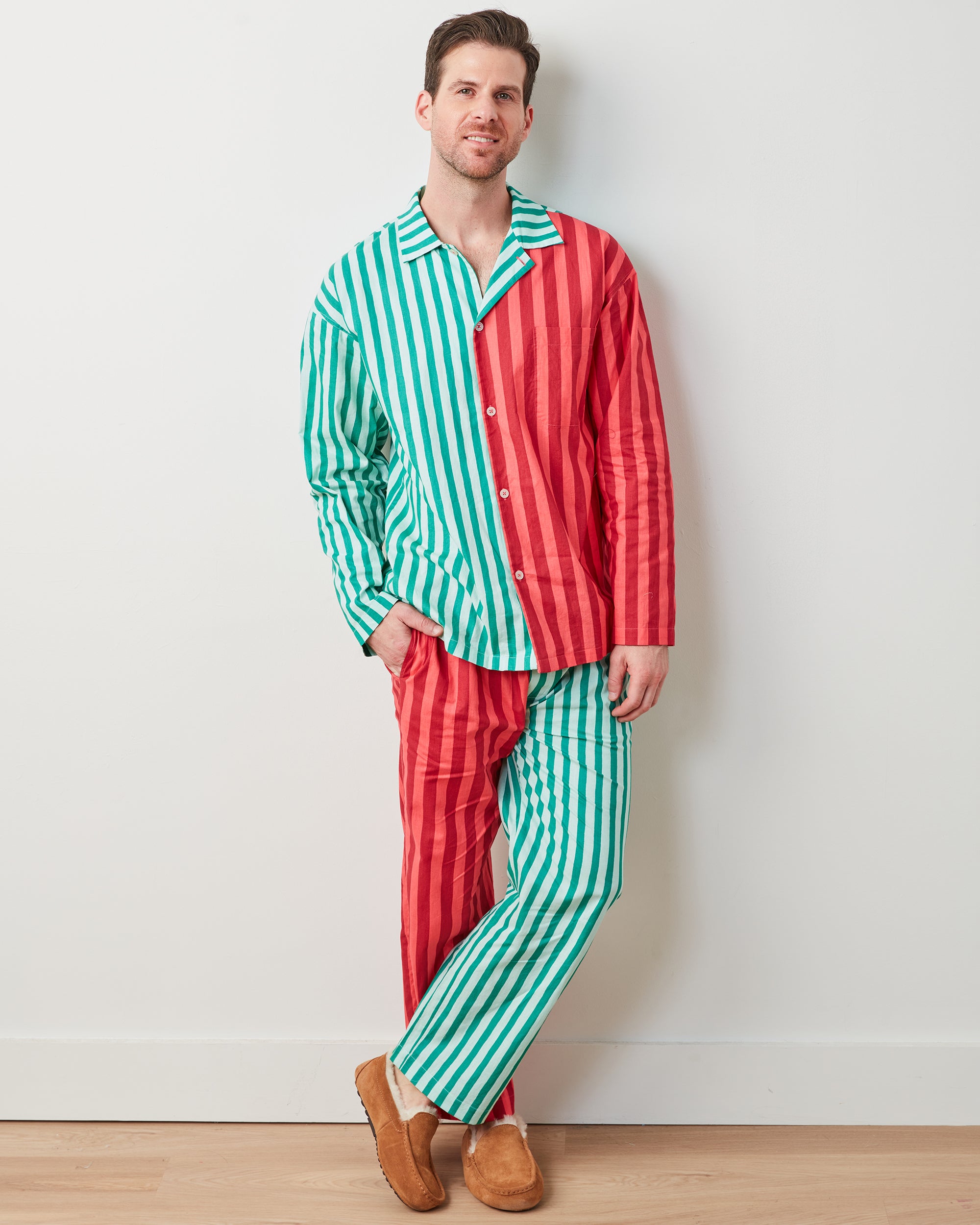 Holiday Stripes - Men's Long PJ Set - Spearmint & Peppermint - Printfresh