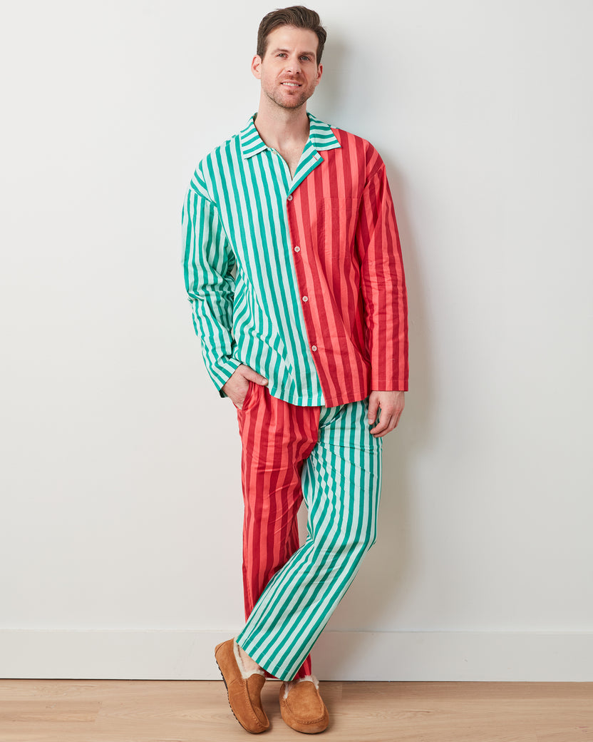 Holiday Stripes - Men's Long PJ Set - Spearmint & Peppermint - Printfresh
