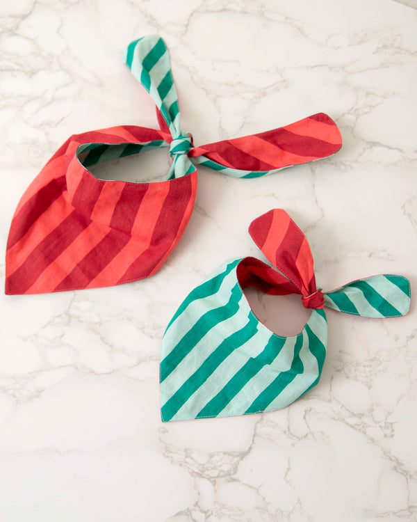 Holiday Stripes - Pet Bandana - Spearmint & Peppermint - Printfresh