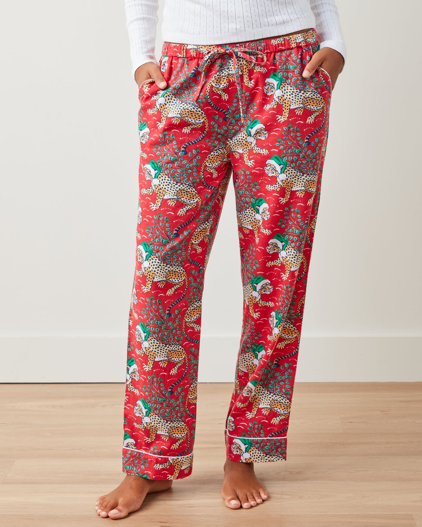 Holly Jolly Bagheera - Lightweight Flannel PJ Pants - Ruby - Printfresh
