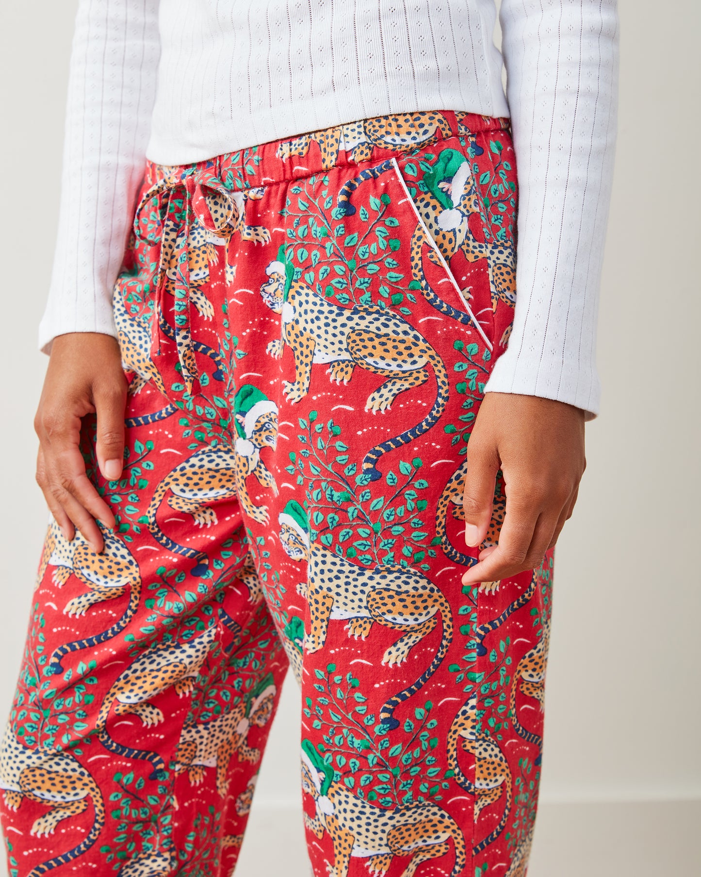 Holly Jolly Bagheera - Lightweight Flannel PJ Pants - Ruby - Printfresh