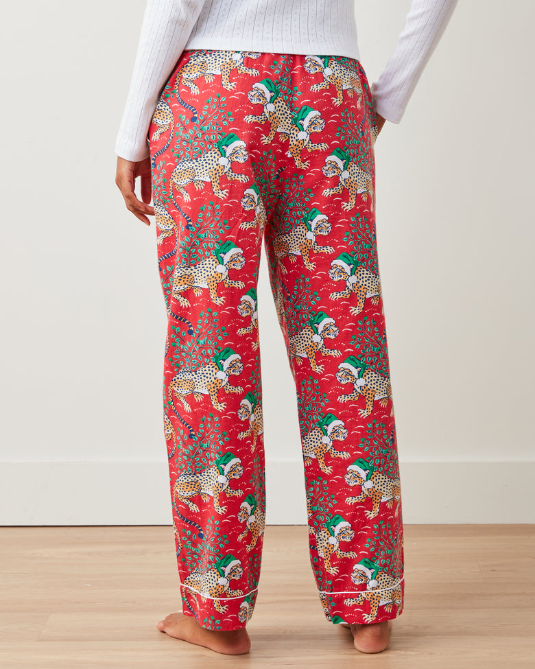 Holly Jolly Bagheera - Lightweight Flannel PJ Pants - Ruby - Printfresh