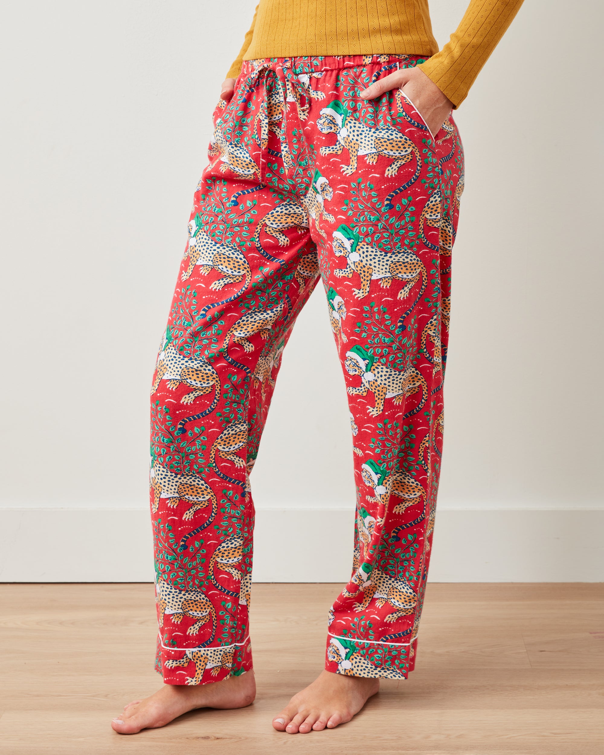 Holly Jolly Bagheera - Flannel PJ Pants - Ruby - Printfresh