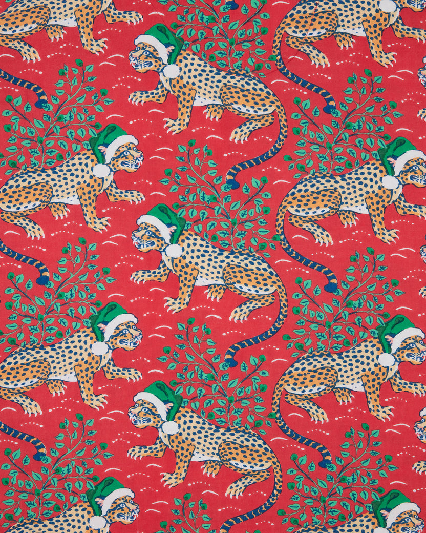 Holly Jolly Bagheera - Lightweight Flannel Daylight Nightgown - Ruby - Printfresh