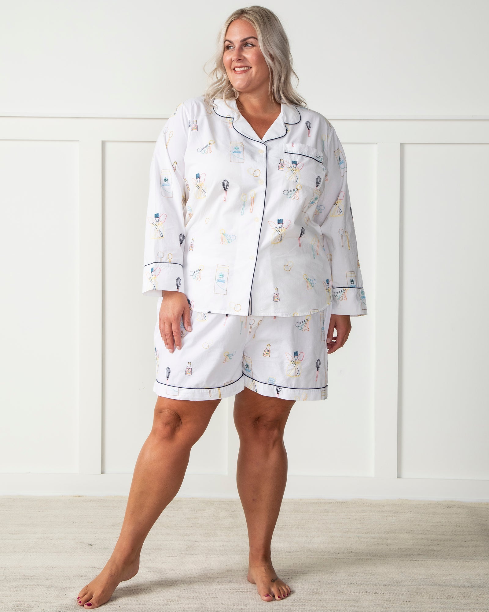 Home Chef - Long Sleeve Top & Shorts Set - Cloud - Printfresh