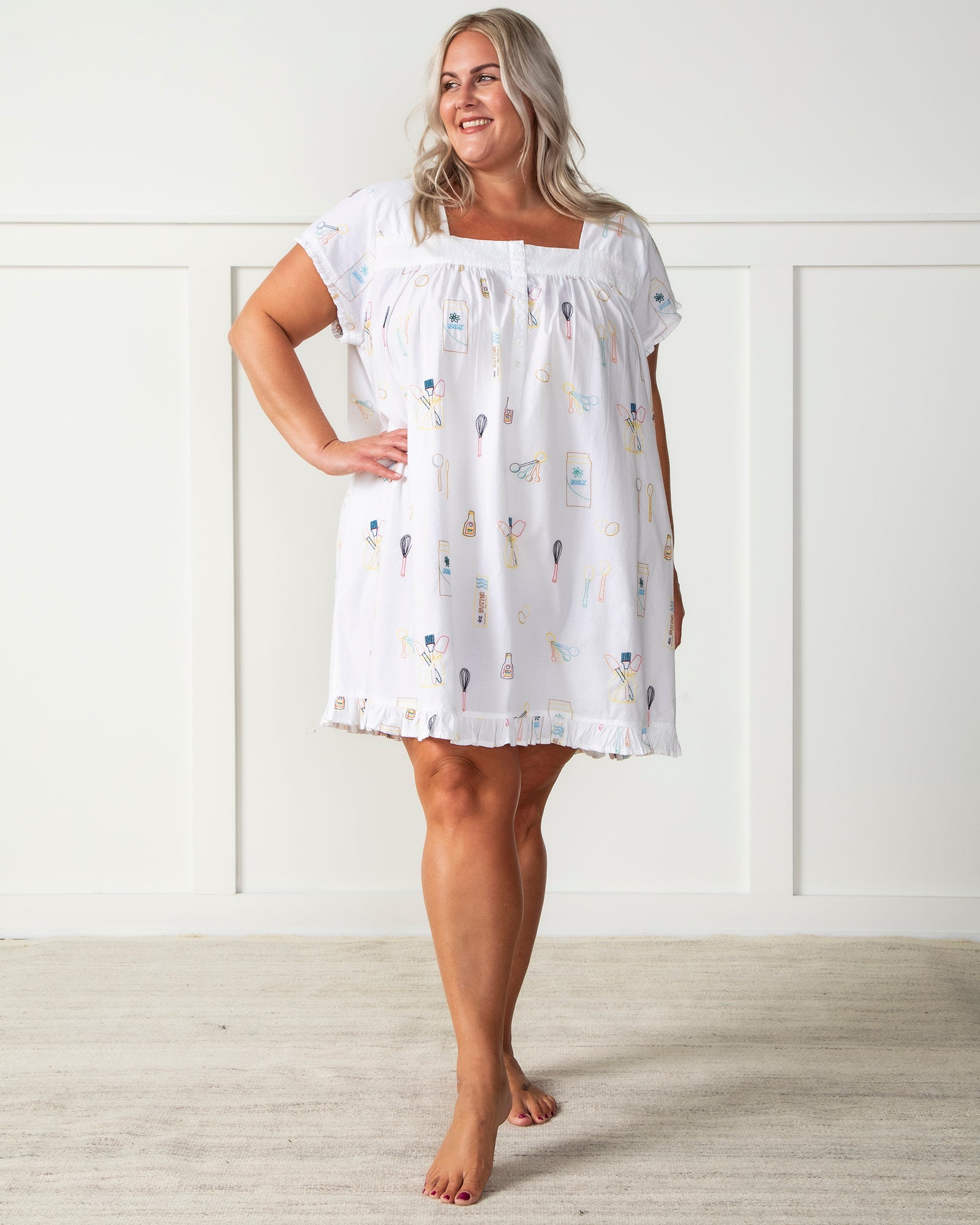 Home Chef - Pintuck Nightgown - Cloud - Printfresh