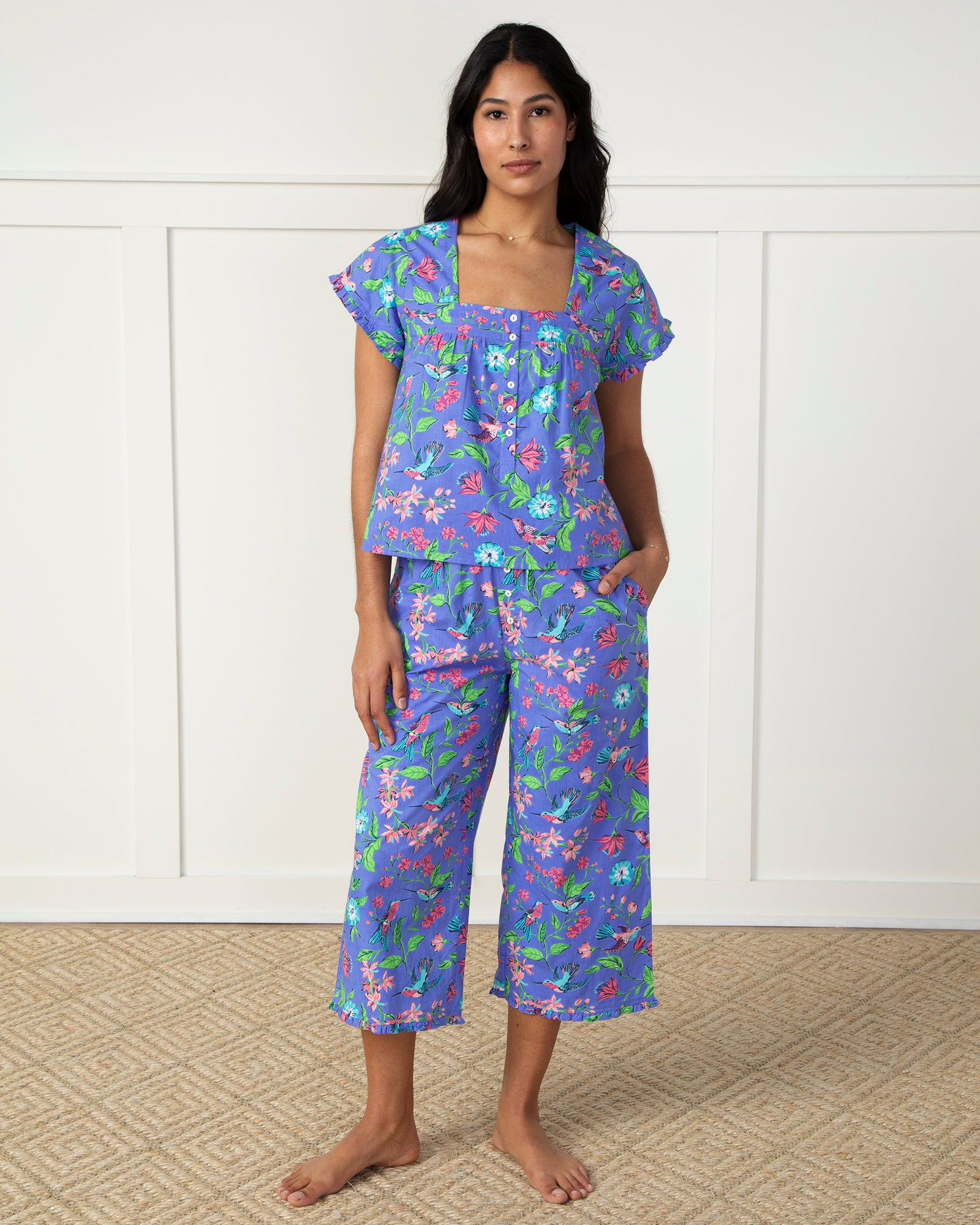 Hummingbird Haven - Pintuck Cropped Set - Crocus - Printfresh