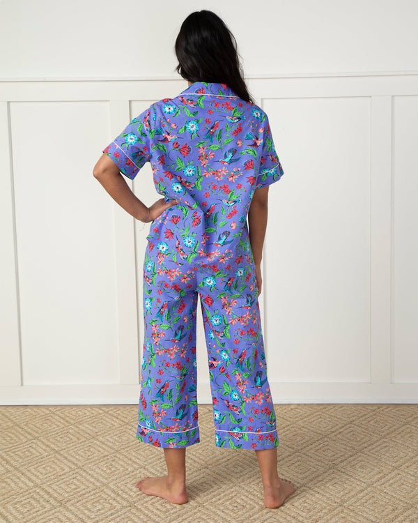 Hummingbird Haven - Short Sleeve Top & Cropped Pants Set + Gift Pouch - Crocus - Printfresh