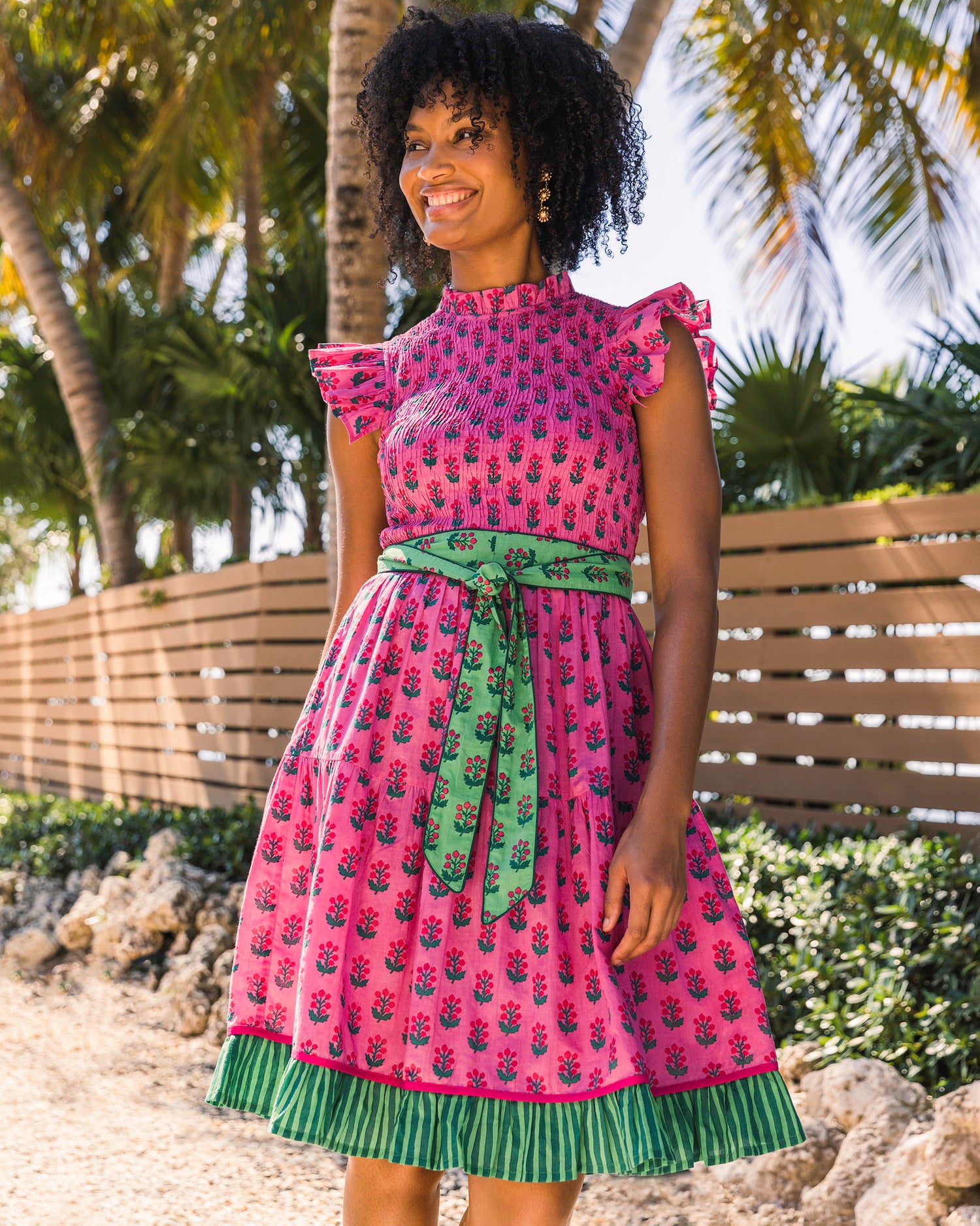 In Bloom - Let's Ruffle Dress - Pink Cosmos - Printfresh