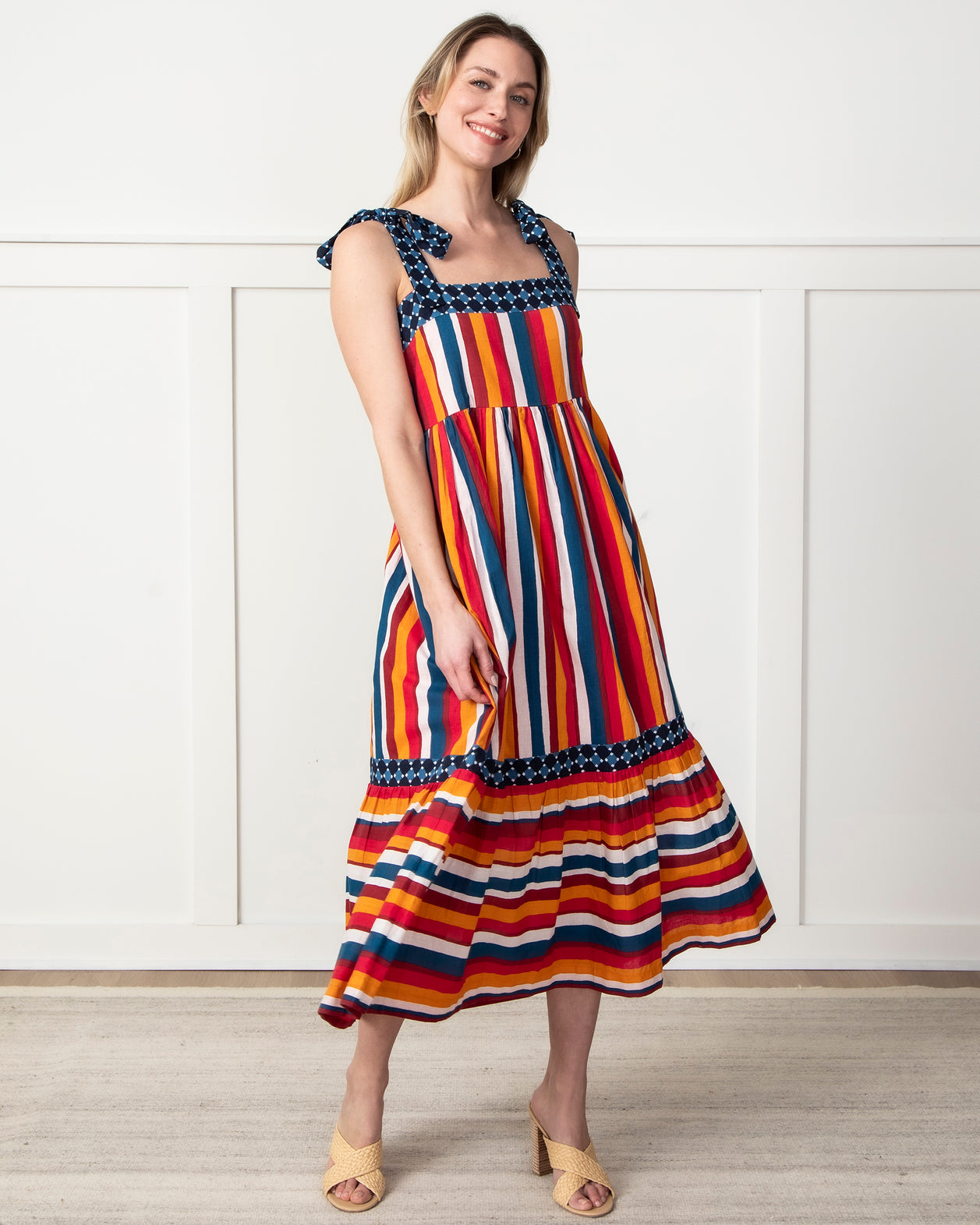 In Season Stripes - Way Around Dress - Garnet Glow - Printfresh