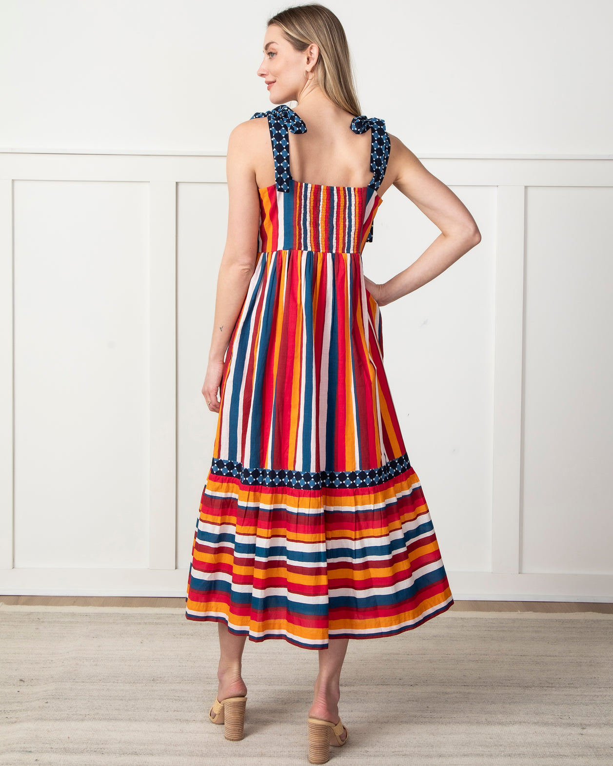 In Season Stripes - Way Around Dress - Garnet Glow - Printfresh