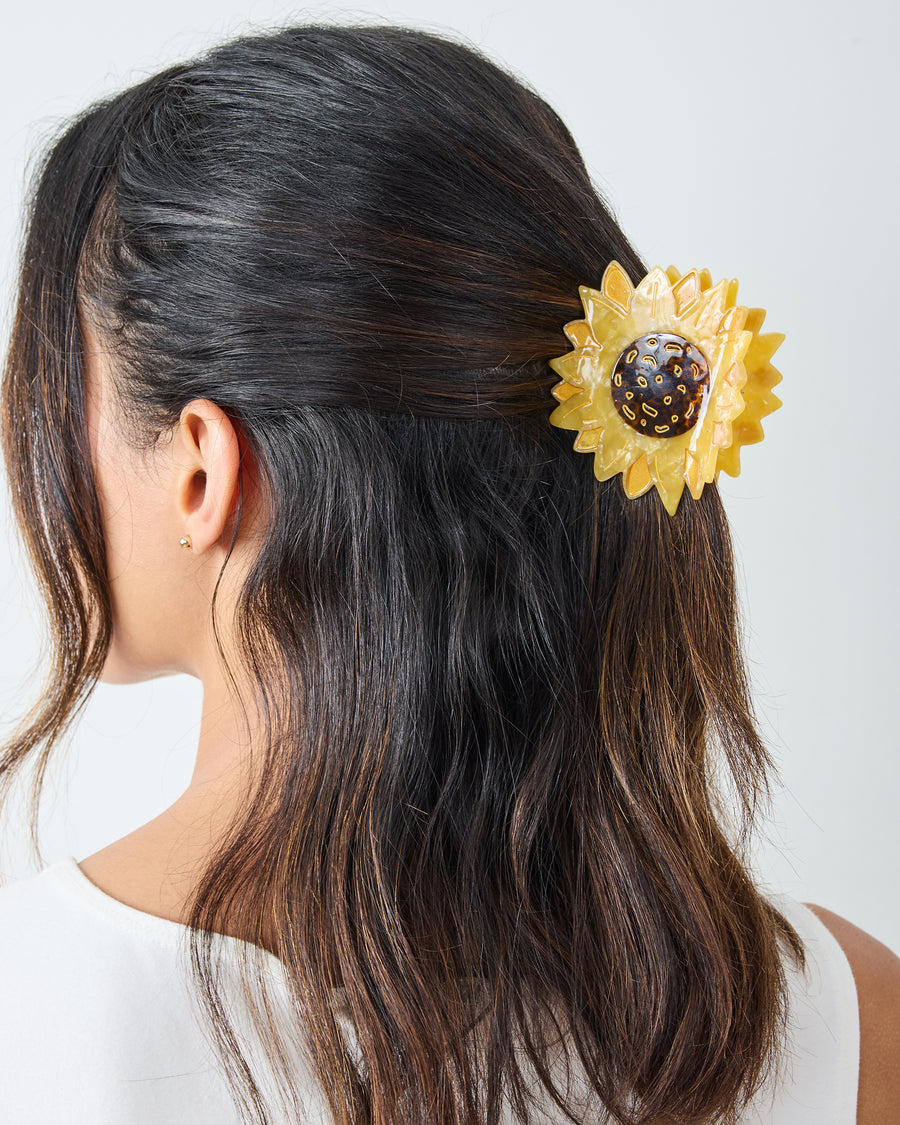Sunflower - Hand-Painted Claw Hair Clip - Printfresh