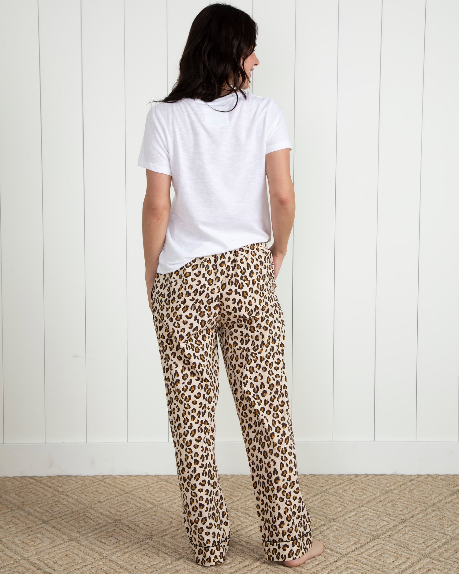 Lounging Leopard - Tall Pajama Pants - Latte - Printfresh
