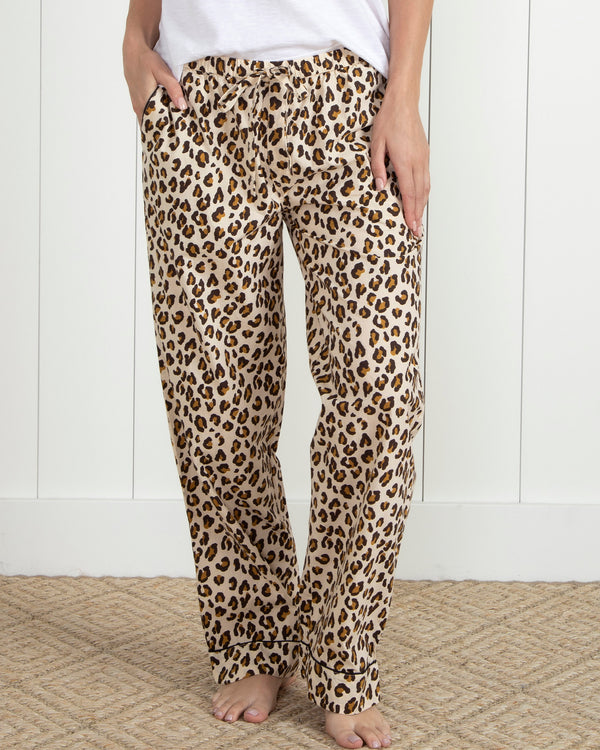 Lounging Leopard - Tall Pajama Pants - Latte - Printfresh