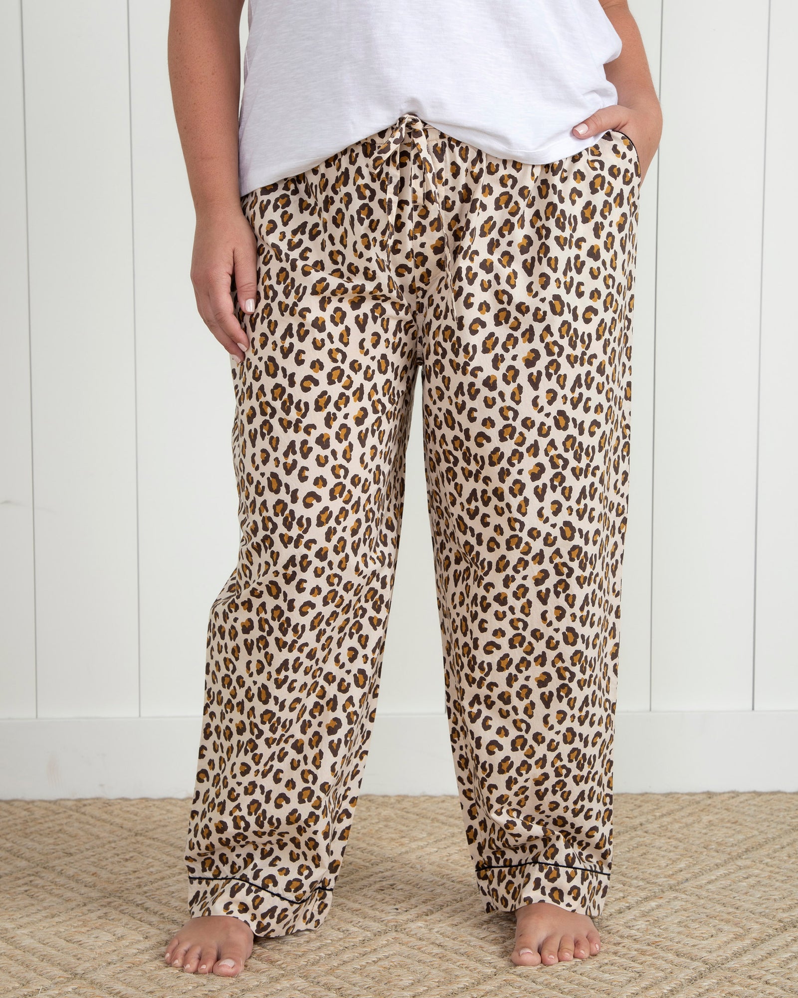 Lounging Leopard - Pajama Pants - Latte - Printfresh