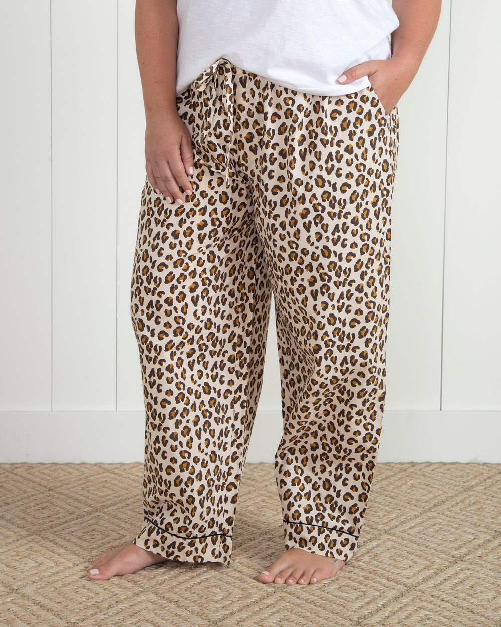 Lounging Leopard - Tall Pajama Pants - Latte - Printfresh