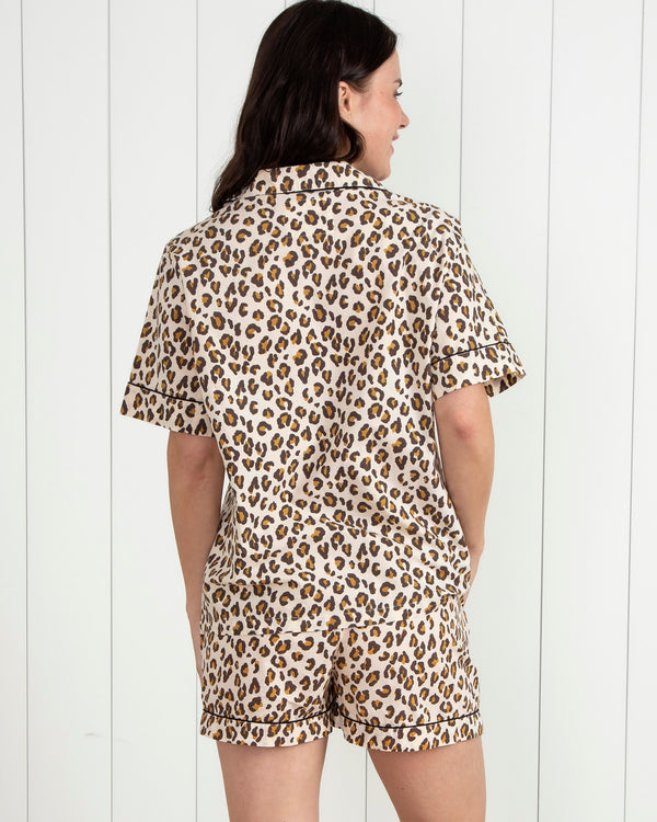 Lounging Leopard - Short Sleep Set - Latte - Printfresh