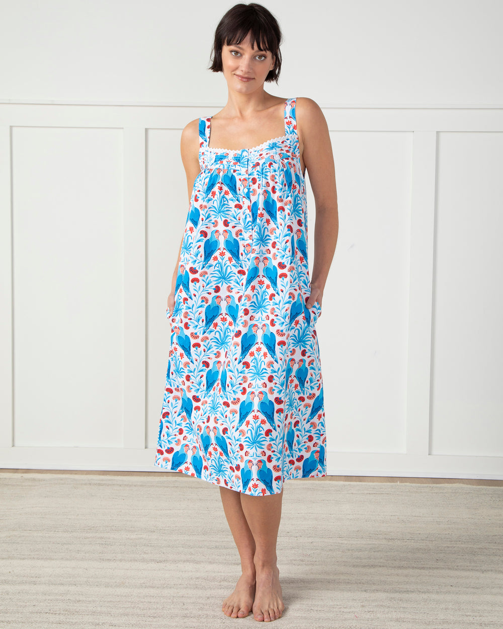 Lovebirds - Back to Bed Nightgown - Blue Cloud - Printfresh