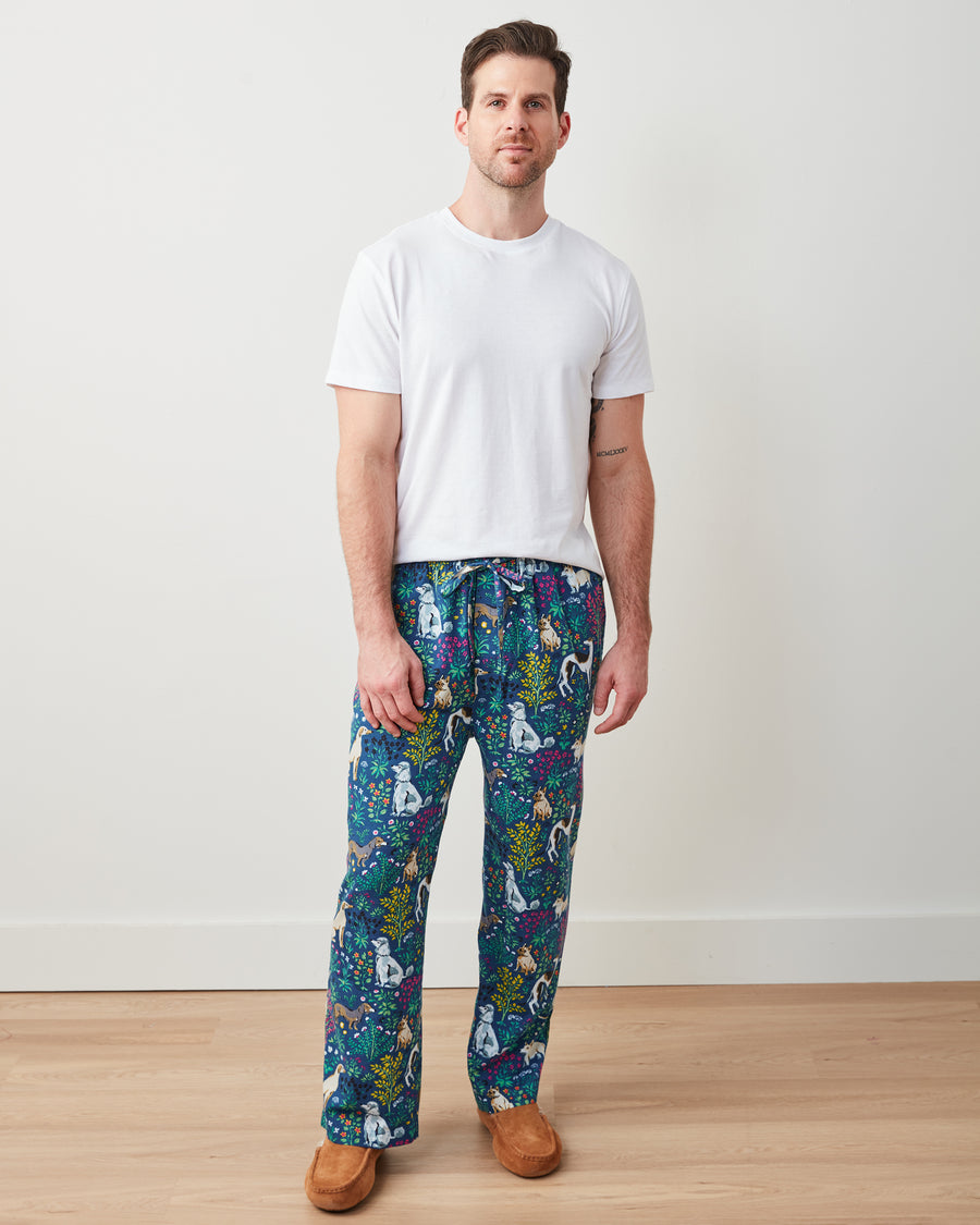 Must Love Dogs - Men's Lightweight Flannel PJ Pants - Indigo - Printfresh