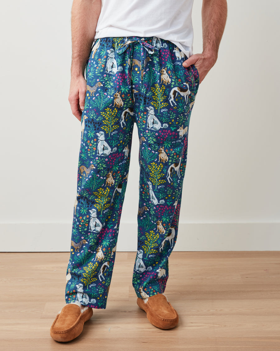 Must Love Dogs - Men's Lightweight Flannel PJ Pants - Indigo - Printfresh