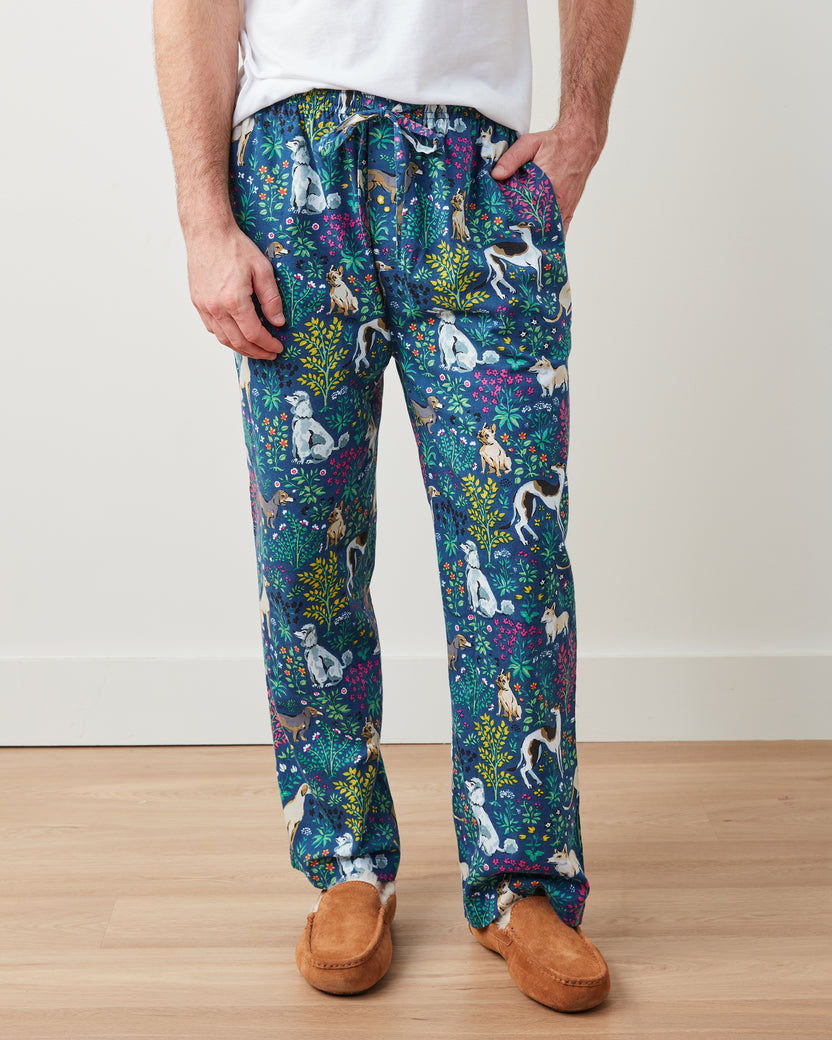 Must Love Dogs - Men's Lightweight Flannel PJ Pants - Indigo - Printfresh