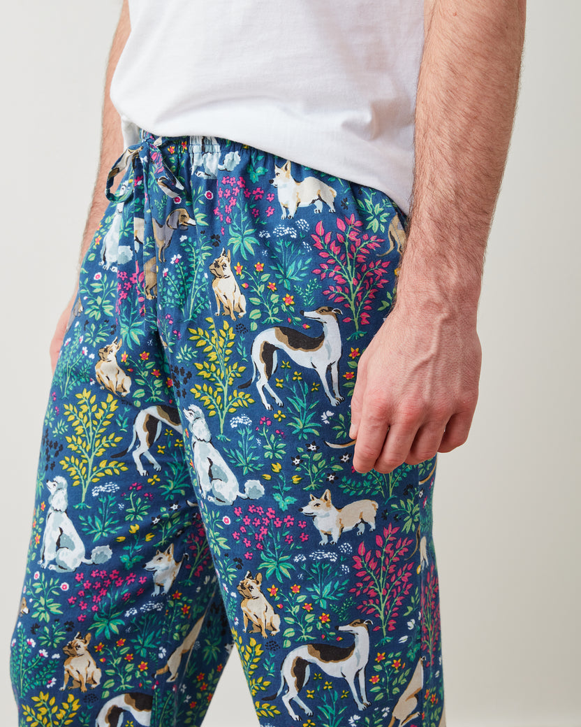Must Love Dogs - Men's Lightweight Flannel PJ Pants - Indigo - Printfresh