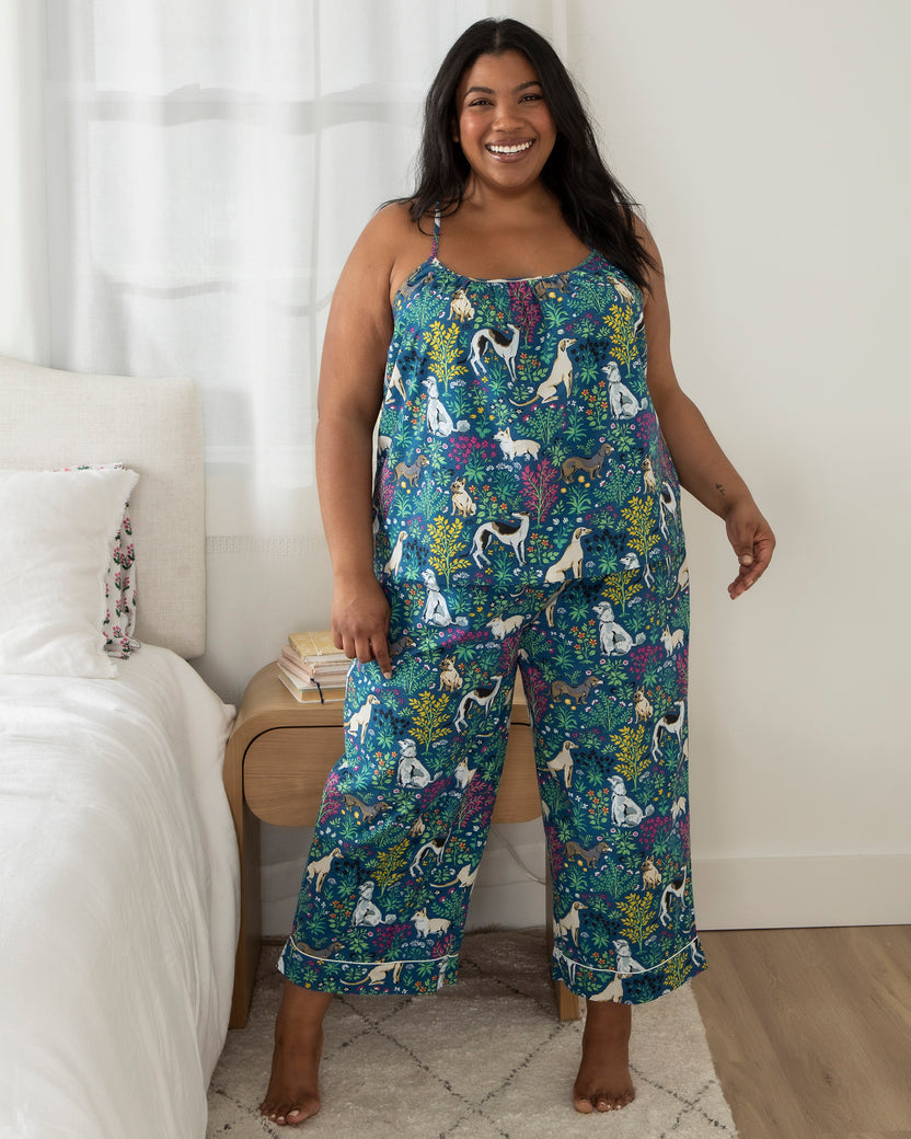 Must Love Dogs - Cami Cropped Pants Set - Indigo - Printfresh