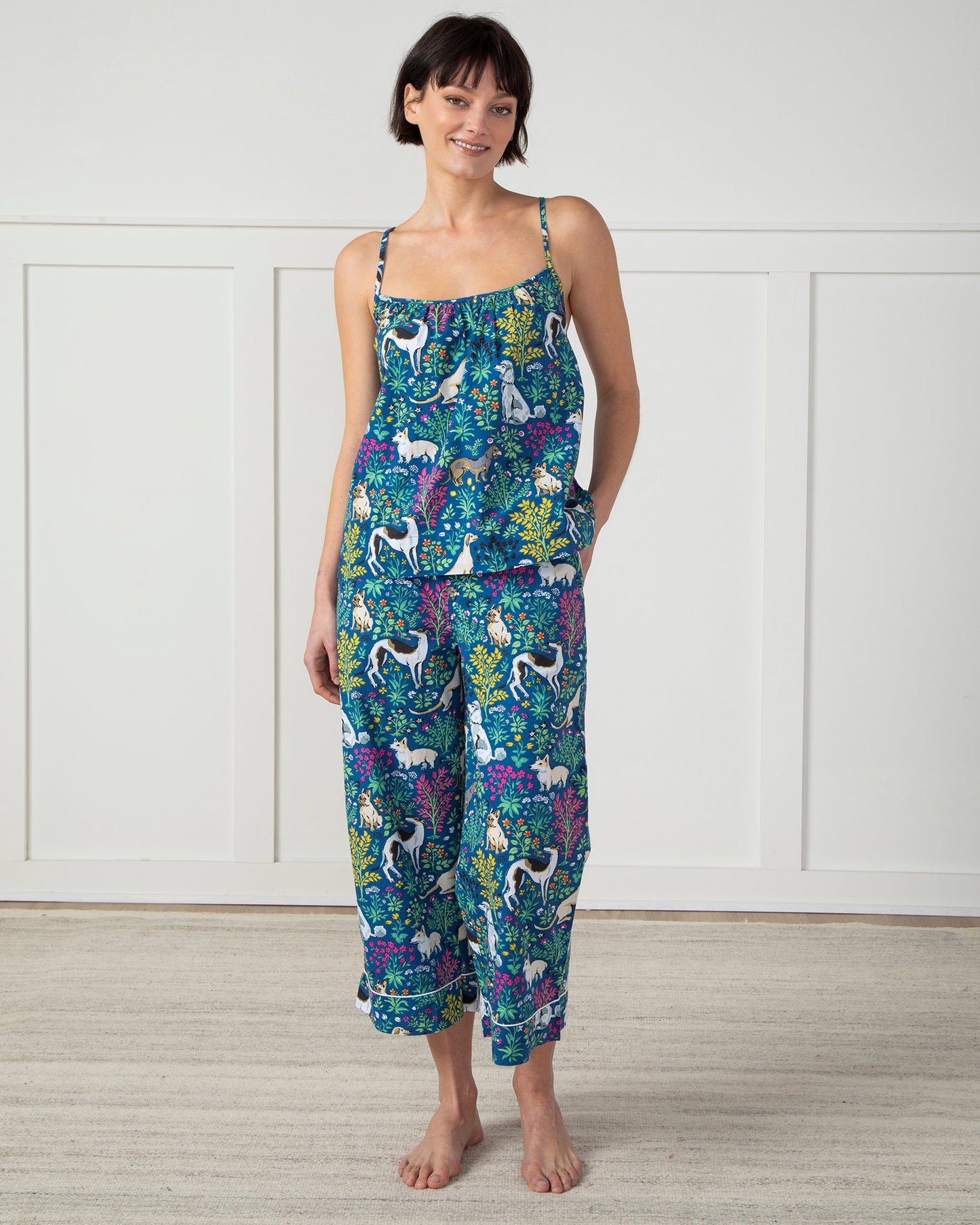 Must Love Dogs - Cami Cropped Pants Set - Indigo - Printfresh