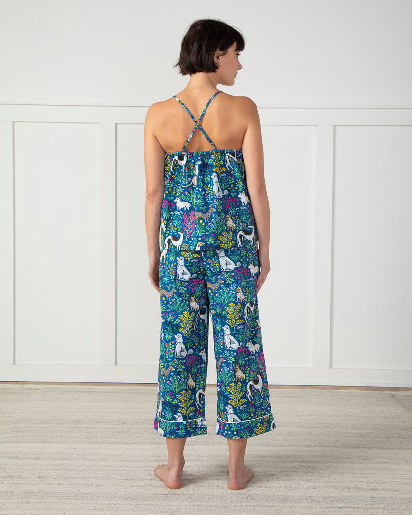 Must Love Dogs - Cami Cropped Pants Set - Indigo - Printfresh