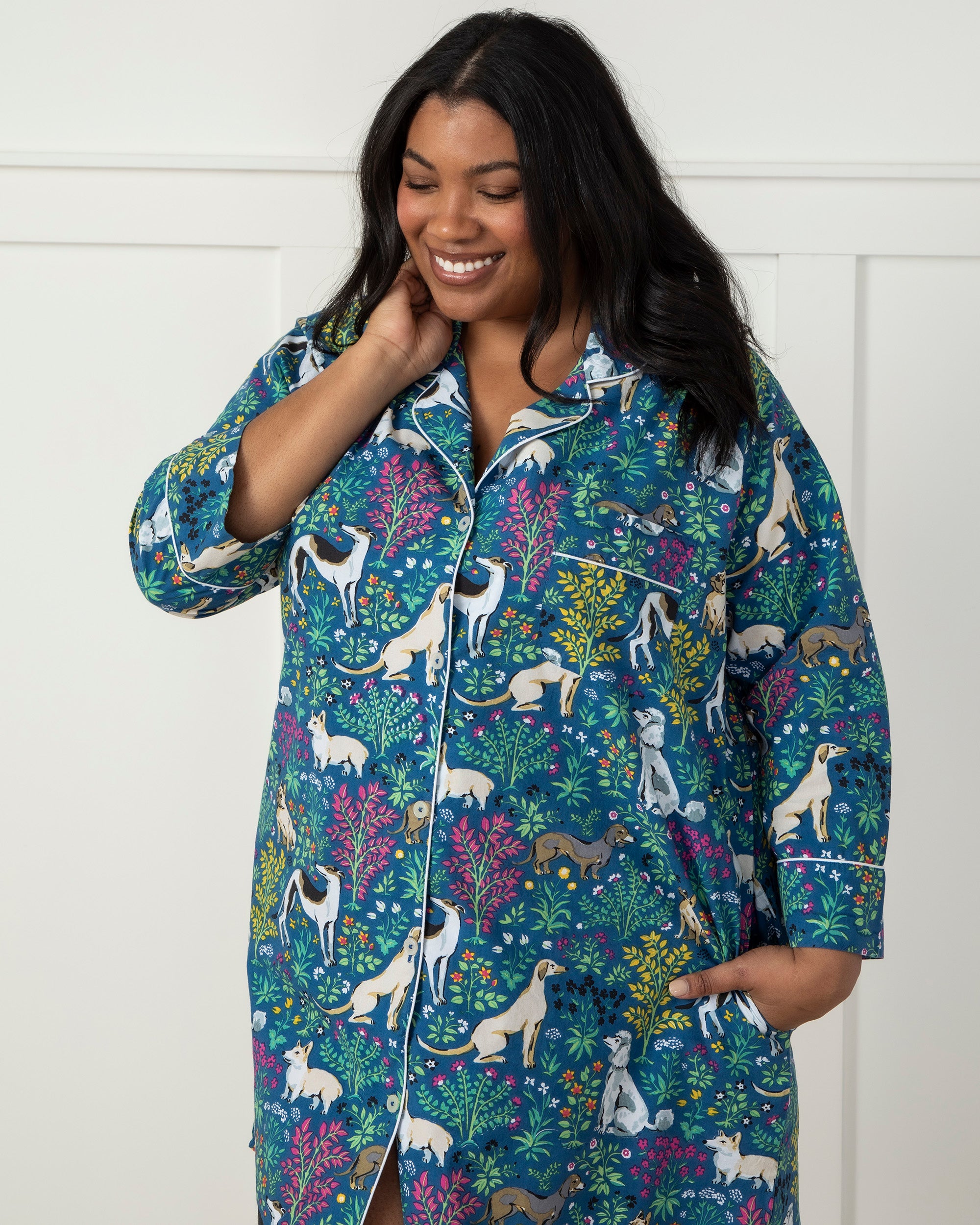 Women's Long Sleeve Printed Sleep Shirts - Printfresh