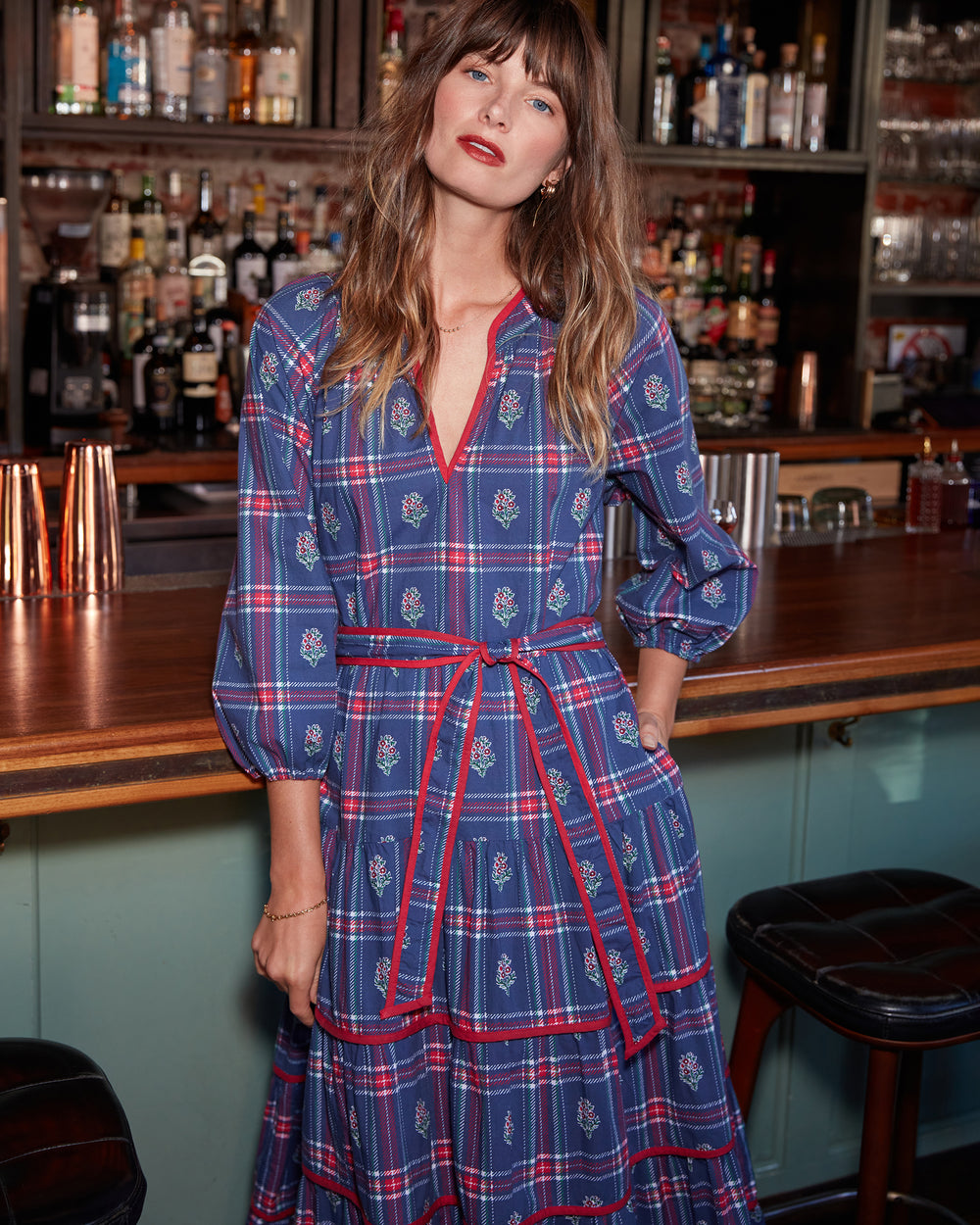 Nostalgia Plaid - Main Street Dress - Navy - Printfresh