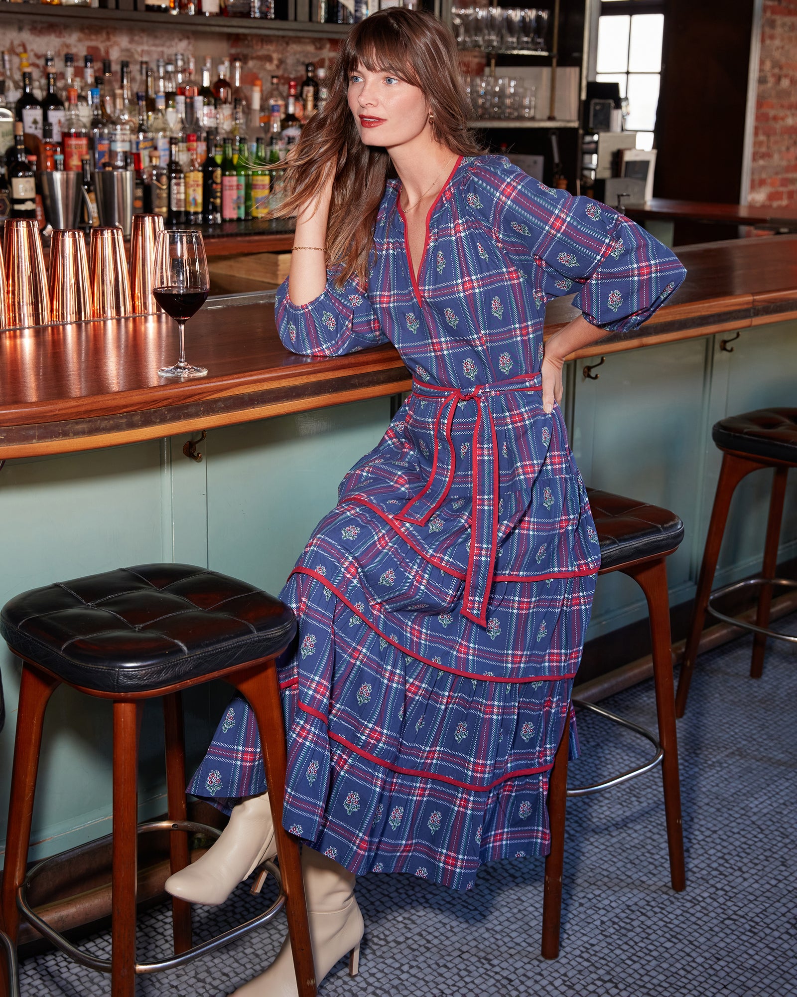 Nostalgia Plaid - Main Street Dress - Navy - Printfresh